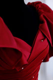 Burgundy Vintage Fashion Exquisite Beading A-Line Long Satin Ball Gown Evening Dress HZ1023