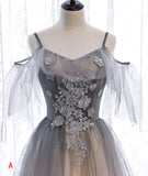 A line tulle lace long prom dress evening dress HZ1023