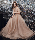 Elegant tulle beads long prom dress evening dress HZ1023