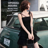 Black tulle short prom dress party dress HZ1023