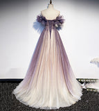 Purple tulle long ball gown dress formal dress HZ1023