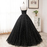 Black tulle long prom gown black evening dress HZ1023