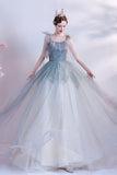 Cute tulle long A line prom dress evening dress HZ1023