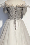 Silver tulle long ball gown dress formal dress HZ1023