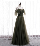 Simple tulle long A line prom dress evening dress HZ1023