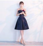 Cute satin short prom dress lace evening dress HZ1023