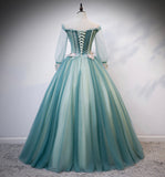 Green tulle lace long ball gown dress formal dress HZ1023