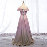 Shiny satin long prom dress pink evening dress HZ1023