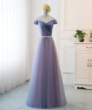 Blue v neck tulle long prom dress evening dress HZ1023