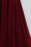 Cute velvet long prom dress burgundy A line evening dress HZ1023