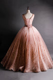 A line tulle sequins long ball gown dress formal dress HZ1023