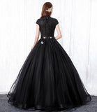 Black tulle long A line ball gown dress formal dress HZ1023