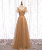 High quality A line tulle long prom dress bridesmaid dress HZ1023