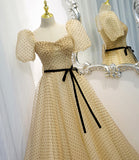 Lovely tulle long A line prom dress evening dress HZ1023