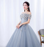 A line tulle applique long prom dress evening dress HZ1023