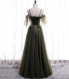 Simple tulle long A line prom dress evening dress HZ1023