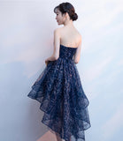 Blue tulle sequins high low prom dress homecoming dress HZ1023