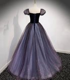 Black and purple tulle long prom dress evening dress HZ1023
