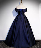 Blue Shiny Elegant Long Satin Ball Gown Evening Dress formal dress HZ1023