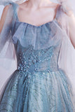 Cute tulle long A line prom dress evening dress HZ1023