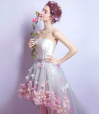 Cute tulle high low prom dress white evening dress HZ1023