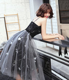 Black tulle short prom dress with star HZ1023