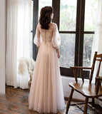 Cute tulle lace long sleeve dress evening dress HZ1023