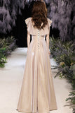 Shiny satin long A line prom dress party dress HZ1023