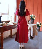 Red A line short prom dress red evening dress HZ1023