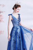 Elegant tulle sequins long A line prom dress evening dress HZ1023