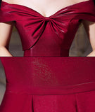 Shiny satin long prom dress burgundy evening dress HZ1023