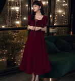 Cute velvet short prom dress with bow party dress HZ1023