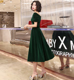 Green velvet short prom dress homecoming dress HZ1023
