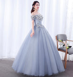 A line tulle applique long prom dress evening dress HZ1023