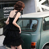 Black tulle short prom dress party dress HZ1023