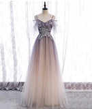 A line tulle lace long prom dress evening dress HZ1023