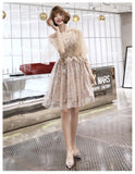 Champagne sequins short prom dress HZ1023