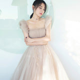 Cute tulle A line prom dress evening dress HZ1023