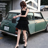 Black tulle short prom dress party dress HZ1023