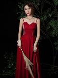 Simple long prom dress burgundy evening dress HZ1023