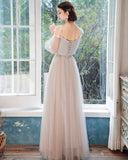 Elegant lace long A line prom dress evening dress HZ1023