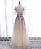 A line tulle lace long prom dress evening dress HZ1023