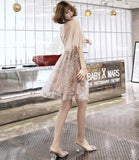 Champagne sequins short prom dress HZ1023