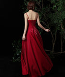 Simple long prom dress burgundy evening dress HZ1023