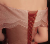 Burgundy sequins long prom dress formal dress HZ1023