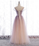Elegant tulle sequins prom dress A line evening dress HZ1023