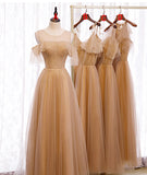 High quality A line tulle long prom dress bridesmaid dress HZ1023