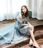 Blue lace homecoming dress bridesmaid dress HZ1023