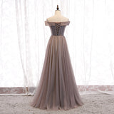 Elegant tulle lace long prom dress HZ1023