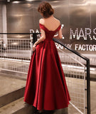 Burgundy satin A line prom dress party dress HZ1023